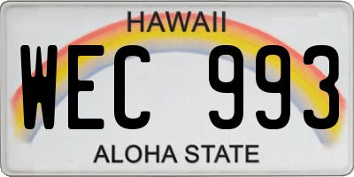 HI license plate WEC993