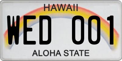 HI license plate WED001