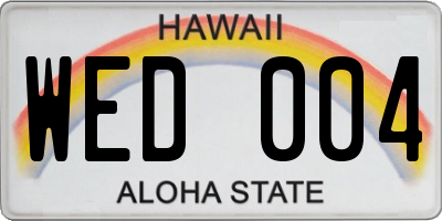 HI license plate WED004