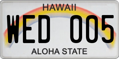 HI license plate WED005