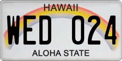 HI license plate WED024