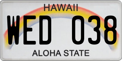HI license plate WED038
