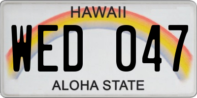 HI license plate WED047