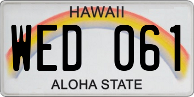 HI license plate WED061