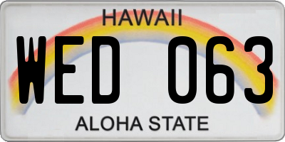 HI license plate WED063