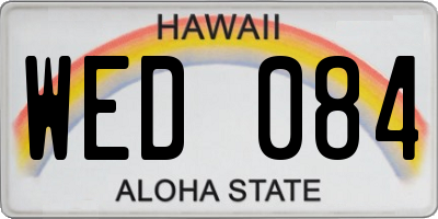 HI license plate WED084