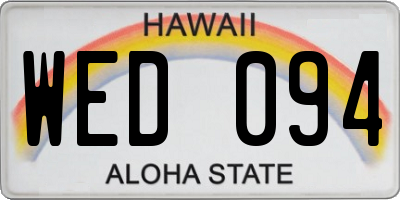HI license plate WED094