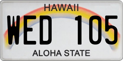 HI license plate WED105