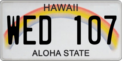 HI license plate WED107