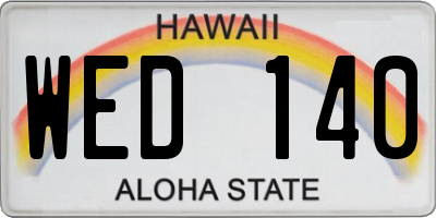 HI license plate WED140
