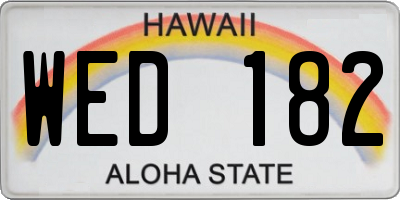 HI license plate WED182