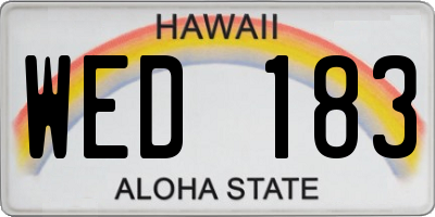 HI license plate WED183