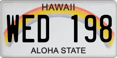 HI license plate WED198