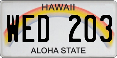 HI license plate WED203