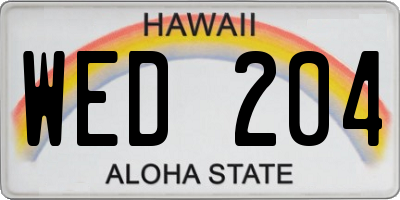 HI license plate WED204