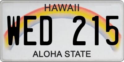 HI license plate WED215