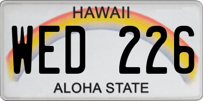 HI license plate WED226