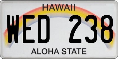 HI license plate WED238