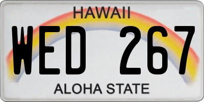 HI license plate WED267