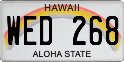 HI license plate WED268