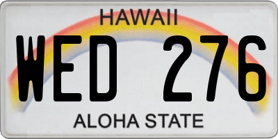 HI license plate WED276