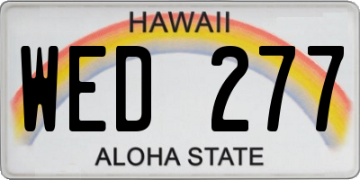 HI license plate WED277