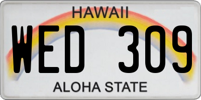 HI license plate WED309