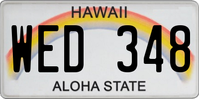 HI license plate WED348