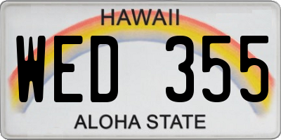 HI license plate WED355