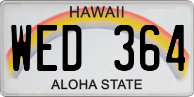 HI license plate WED364
