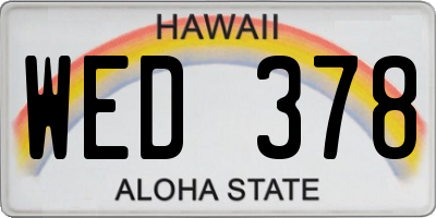 HI license plate WED378