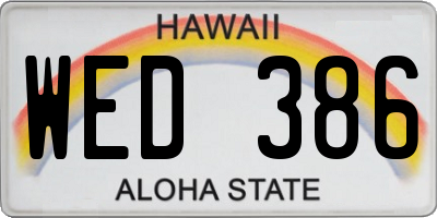 HI license plate WED386