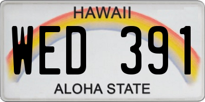 HI license plate WED391