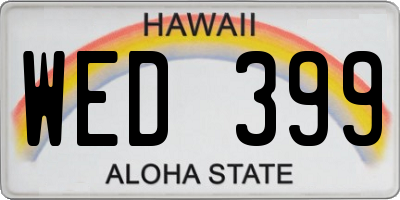 HI license plate WED399