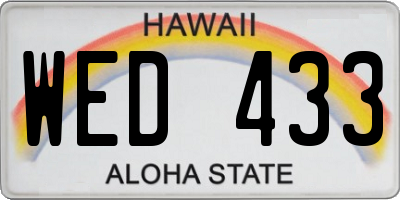 HI license plate WED433