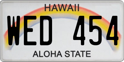 HI license plate WED454