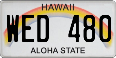 HI license plate WED480