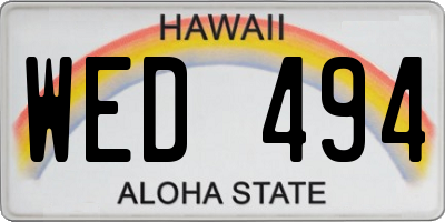 HI license plate WED494