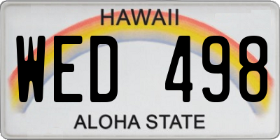 HI license plate WED498