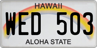 HI license plate WED503