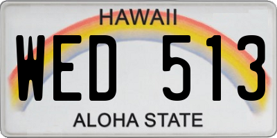 HI license plate WED513