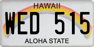 HI license plate WED515