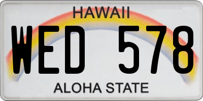 HI license plate WED578