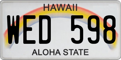 HI license plate WED598