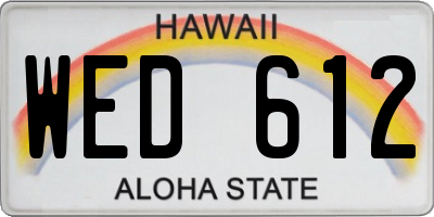 HI license plate WED612