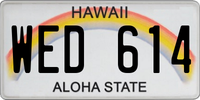 HI license plate WED614