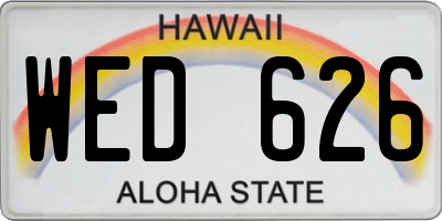 HI license plate WED626