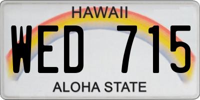 HI license plate WED715