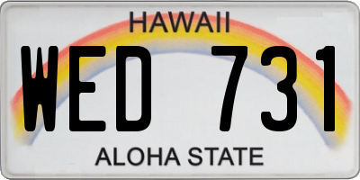 HI license plate WED731