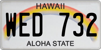 HI license plate WED732